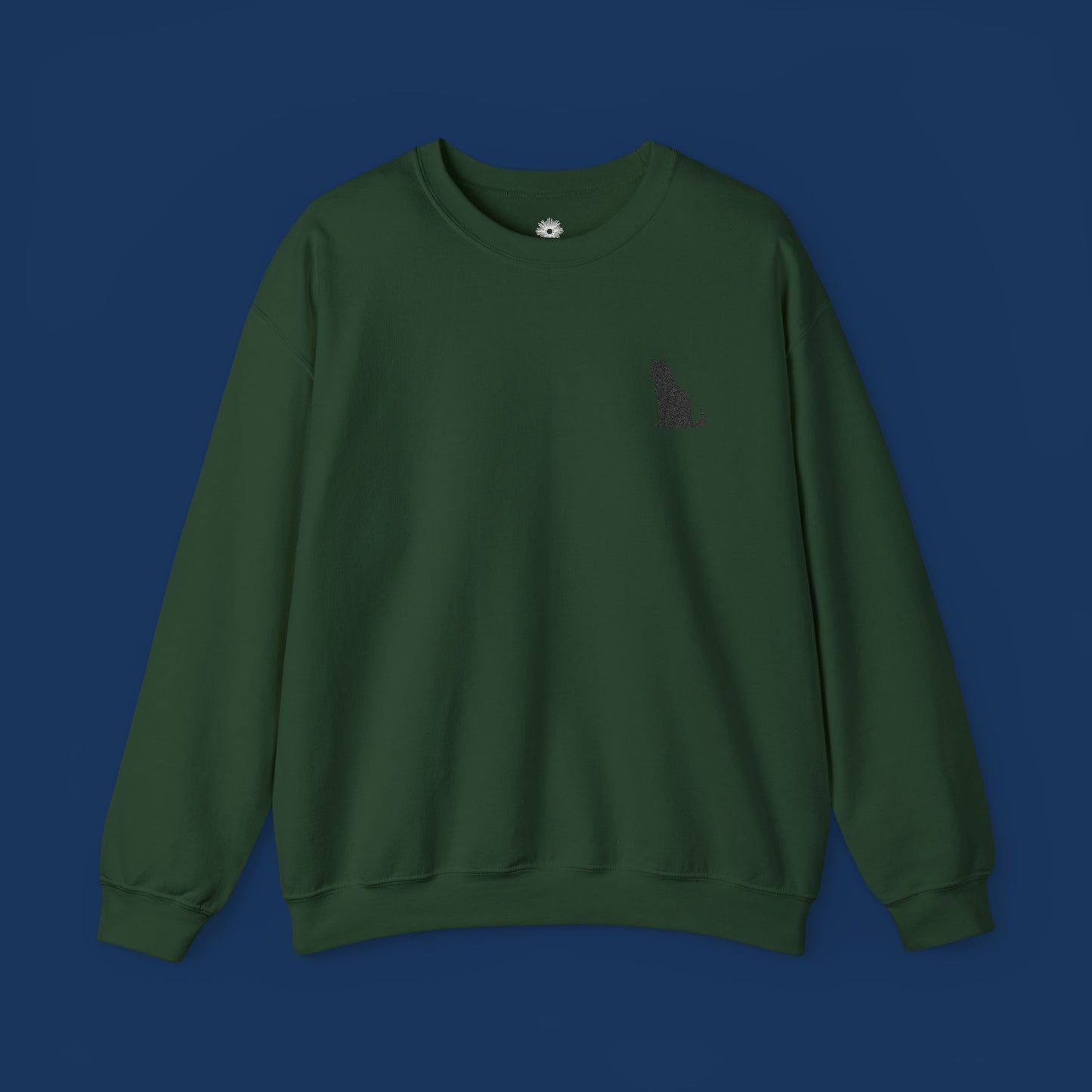 Embroidered Black Cat Crewneck Sweatshirt