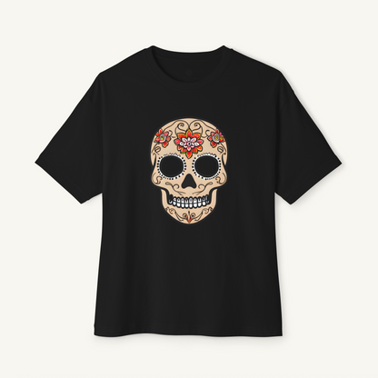 Oversized Boxy Tee 'Dia de Muertos skull'