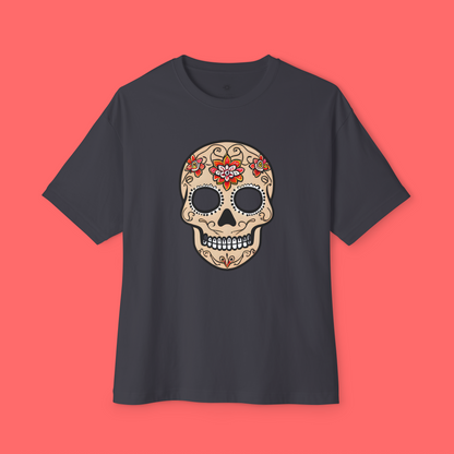 Oversized Boxy Tee 'Dia de Muertos skull'