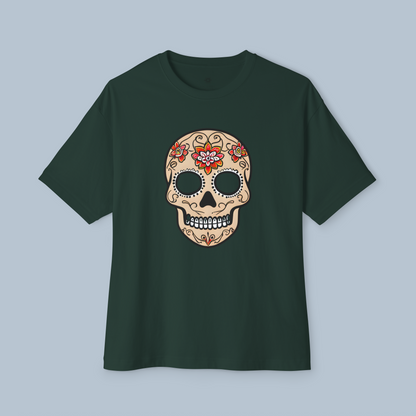 Oversized Boxy Tee 'Dia de Muertos skull'