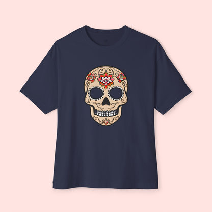 Oversized Boxy Tee 'Dia de Muertos skull'