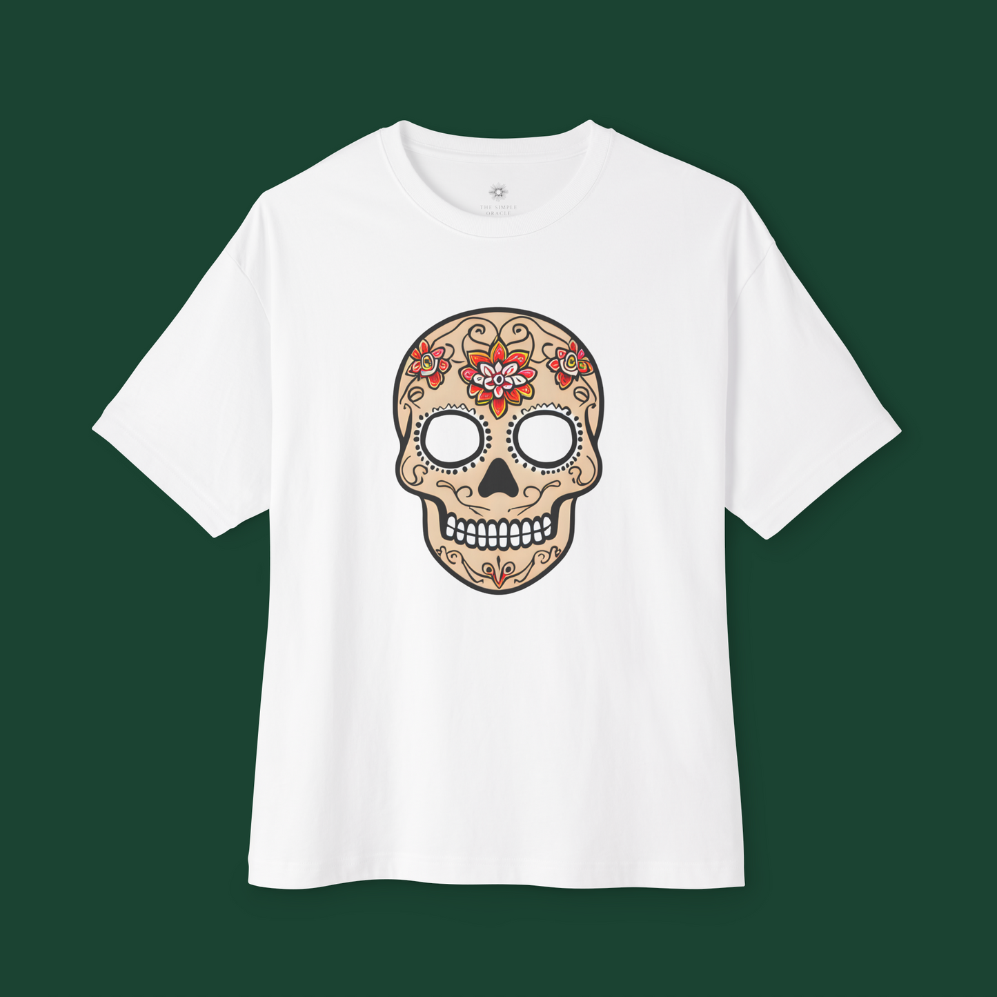 Oversized Boxy Tee 'Dia de Muertos skull'