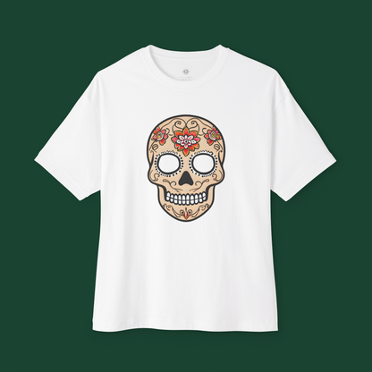 Oversized Boxy Tee 'Dia de Muertos skull'