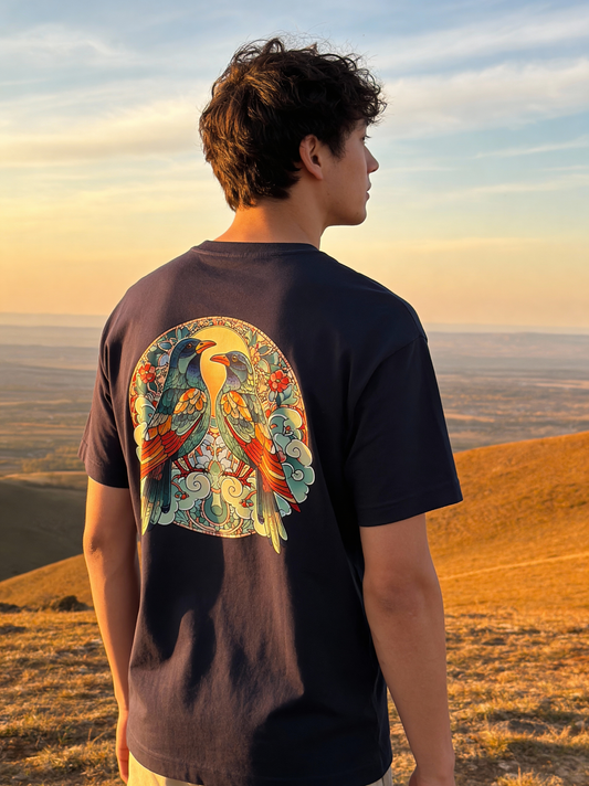Oversized 'Two Birds' Boxy Tee