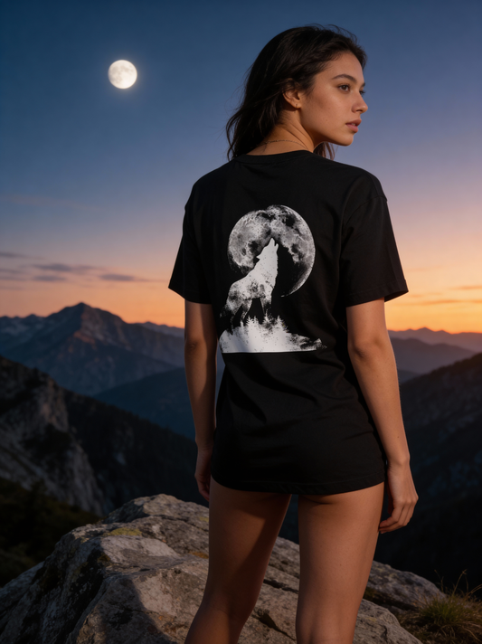 Oversized Boxy Tee 'Howling Wolf'