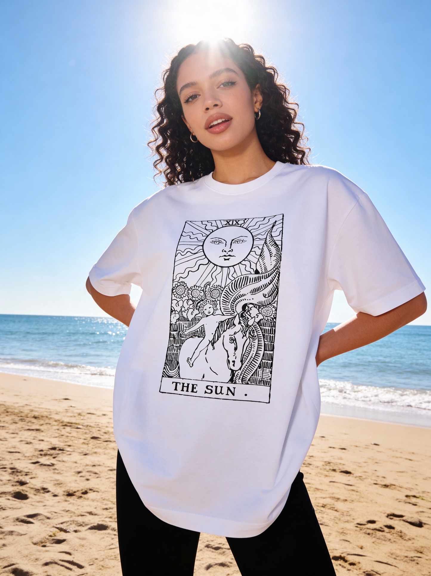 Oversized Tarot Boxy Tee 'The Sun'