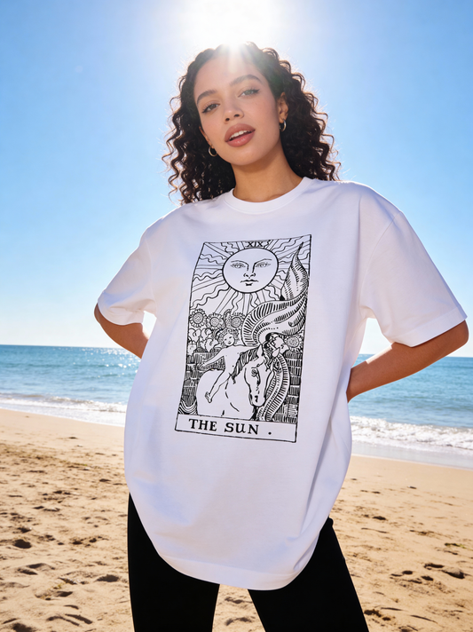 Oversized Tarot Boxy Tee 'The Sun'