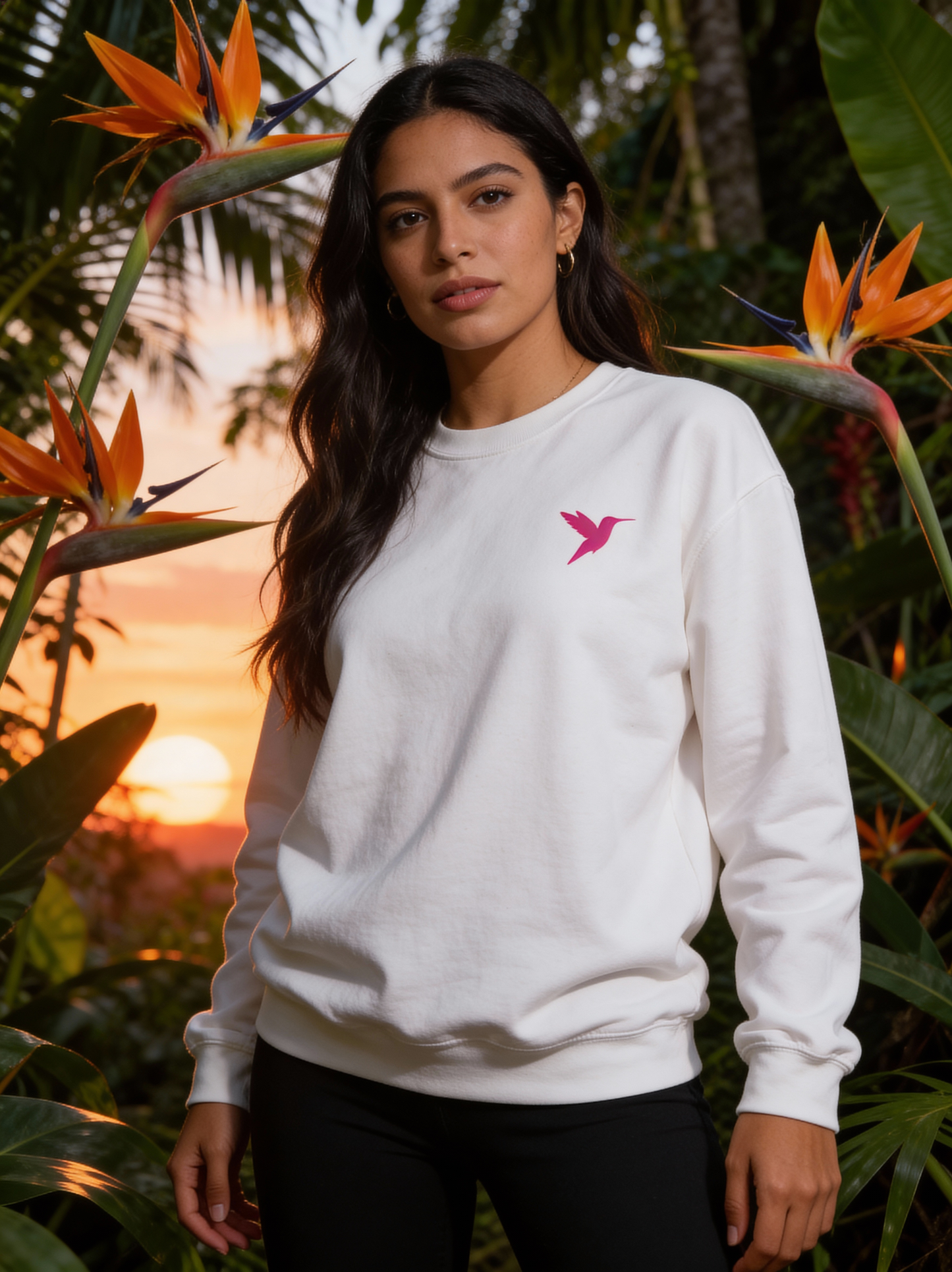 Embroidered 'Hummingbird' Crewneck Sweatshirt