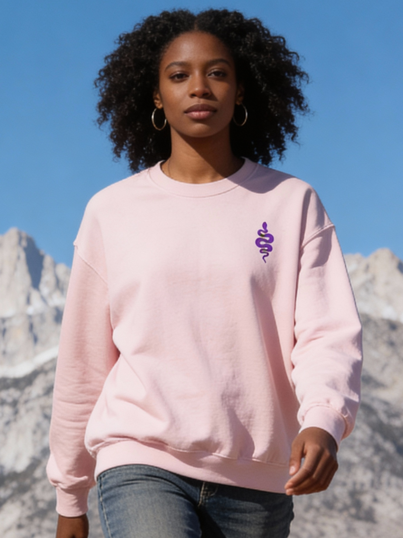 Embroidered 'Snake' Crewneck Sweatshirt