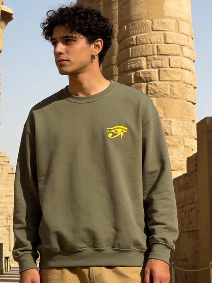 Embroidered 'Eye of Horus' Crewneck Sweatshirt