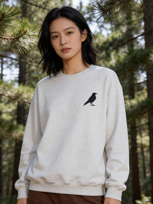 Embroidered 'Crow' Crewneck Sweatshirt