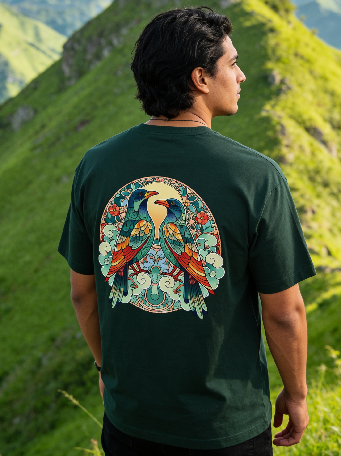 Oversized 'Two Birds' Boxy Tee